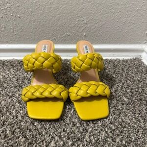 Steve Madden Braided Double-Strap Yellow Slide Sandals